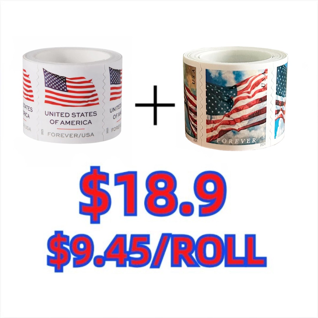 2025 U.S. Flag Stamps 1 Roll + 2024 U.S. Flag Stamps 1 Roll