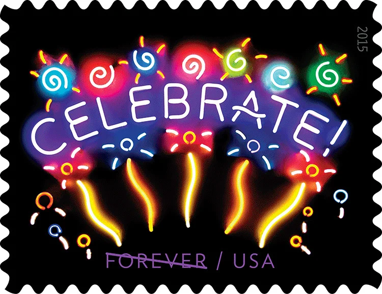 2011 USPS Neon Celebrate! Forever Stamps