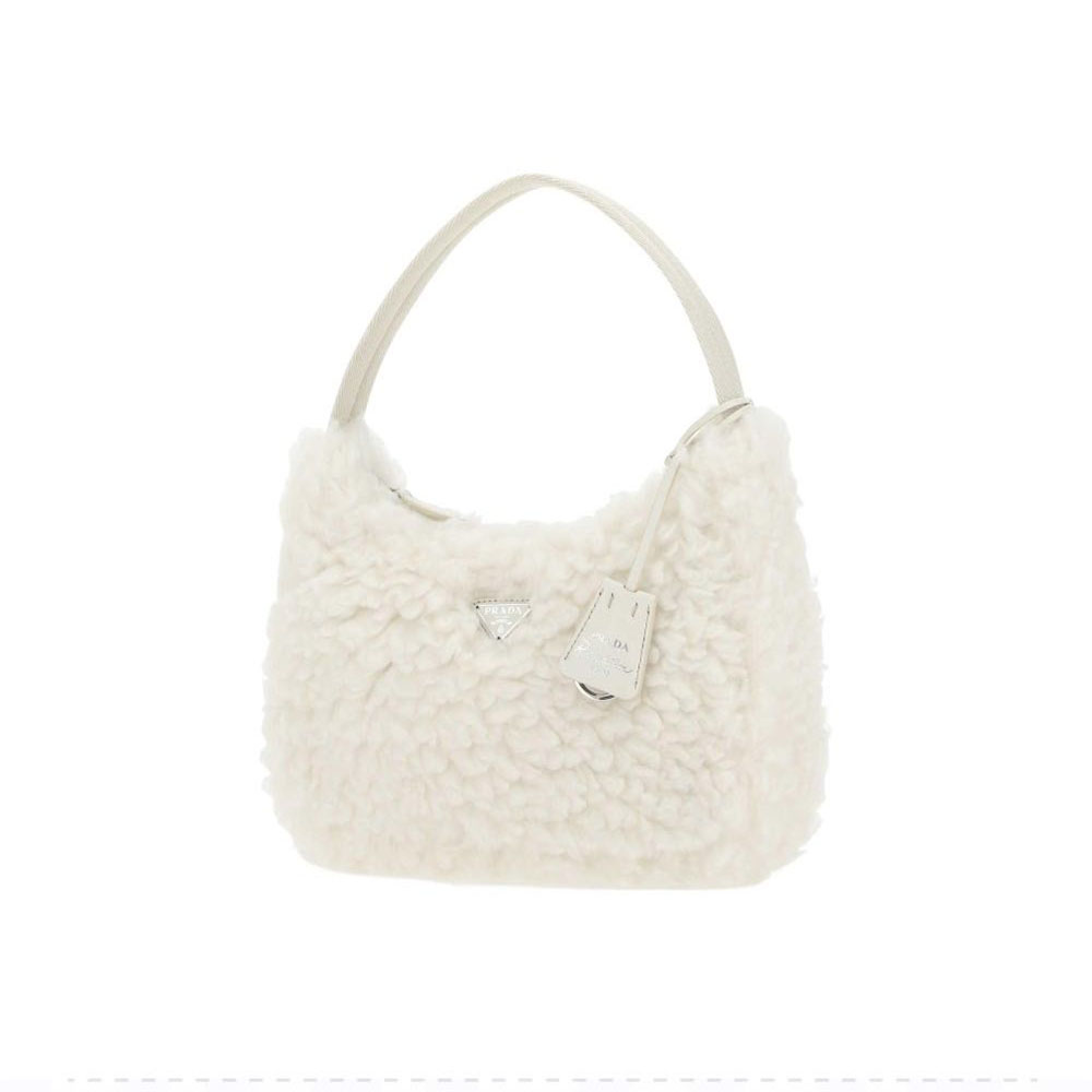 Prada Re-Edition 2000 Shearling Fur Hobo Shoulder Bag - KAIROO
