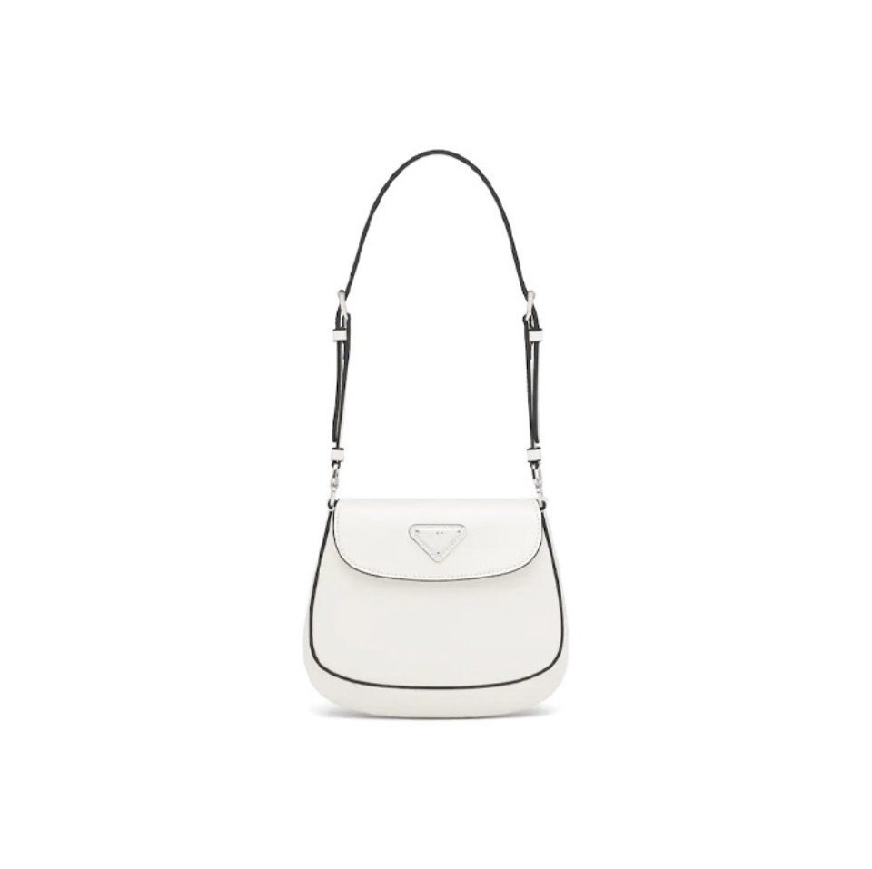 Prada Logo Brushed Leather Cleo Mini Flap Shoulder Bag - KAIROO