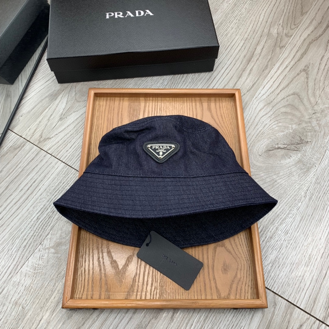 Prada Dark Blue Denim Cotton Fisherman's Sunhat - KAIROO