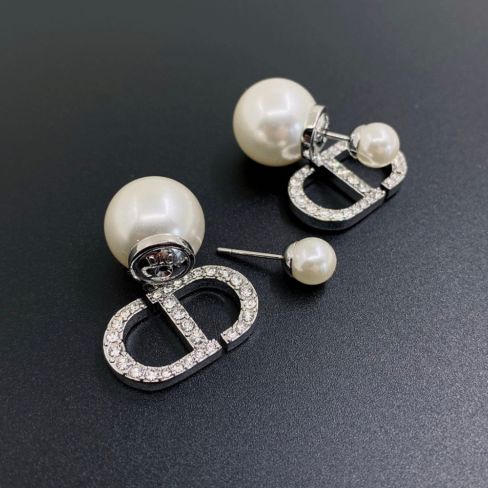 Dior Tribales Crystal Pavé CD Pearl Earrings - KAIROO