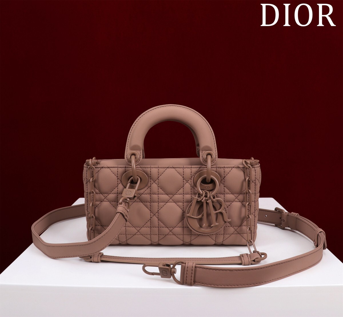 Dior Lady D-Joy Nude Matte Quilted Small Dior Handle Horizontal Bag/ Top Version - KAIROO