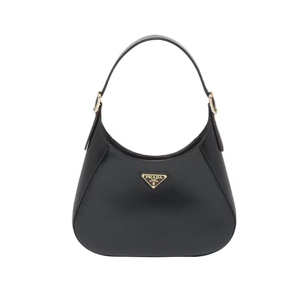 Prada Brushed Leather Cleo Curved Medium Shoulder Bag - KAIROO
