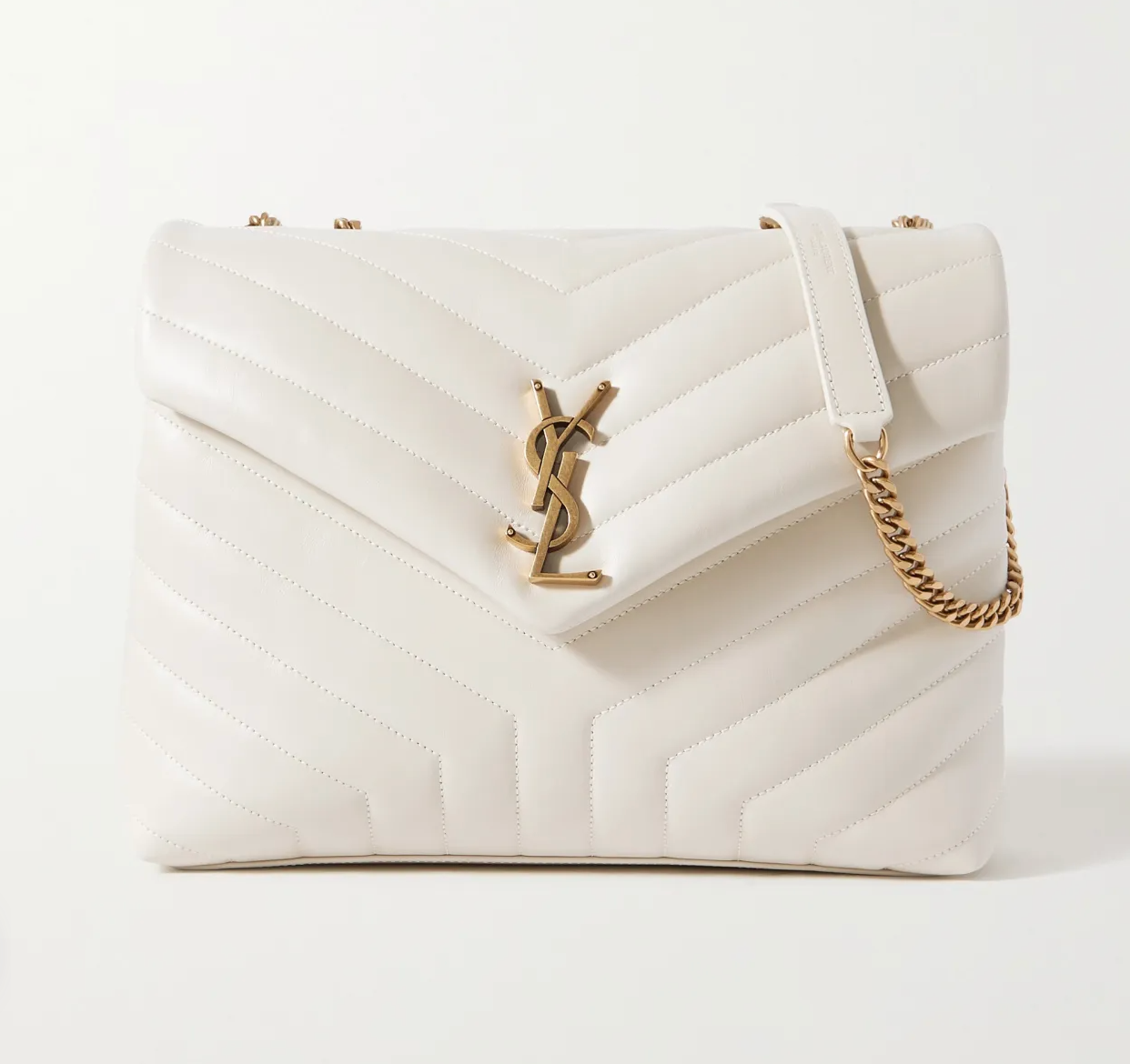 Saint Laurent YSL Loulou Medium Quilted Leather Shoulder Bag White - KAIROO