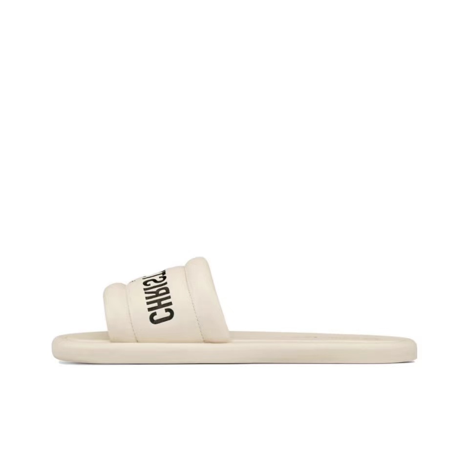 Dior Every-D Leather CHRISTIAN DIOR Logo Print Slide Sandals - KAIROO