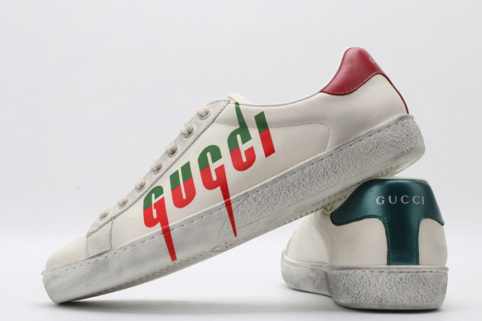 Gucci Ace Color Block Logo Print Distressed Casual Sneakers - KAIROO