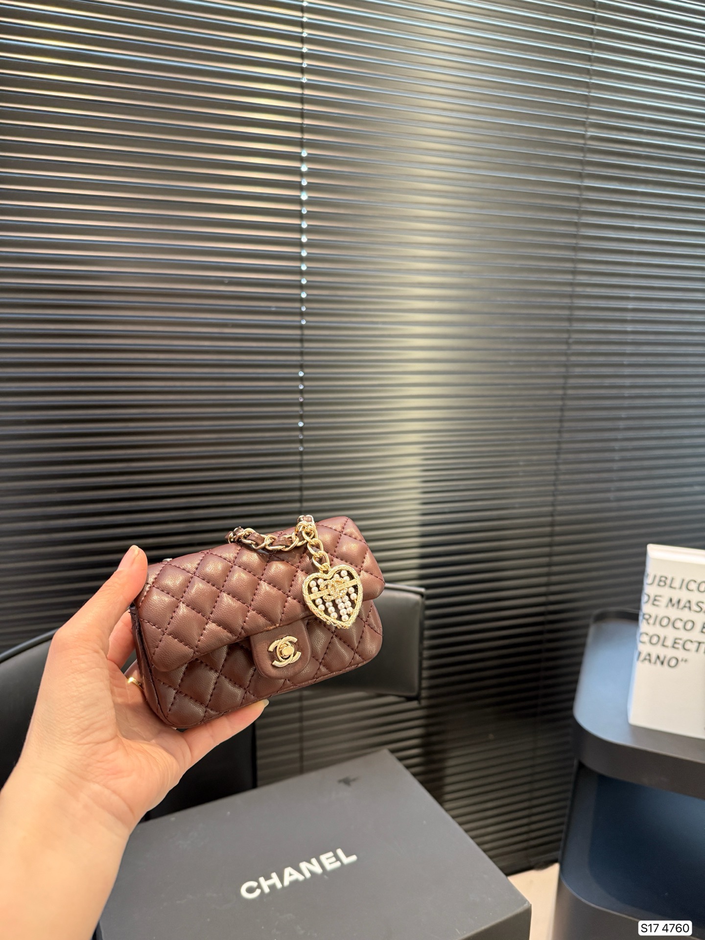 Chanel Pearl Heart Charm Mini Chain Bag - KAIROO