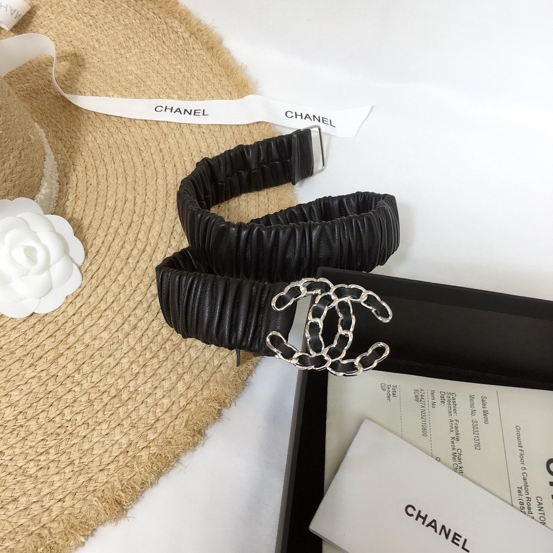 Chanel Belt With Double C Buckle Black Silver-Tone Metal and Strass Women Belt 30MM - KAIROO