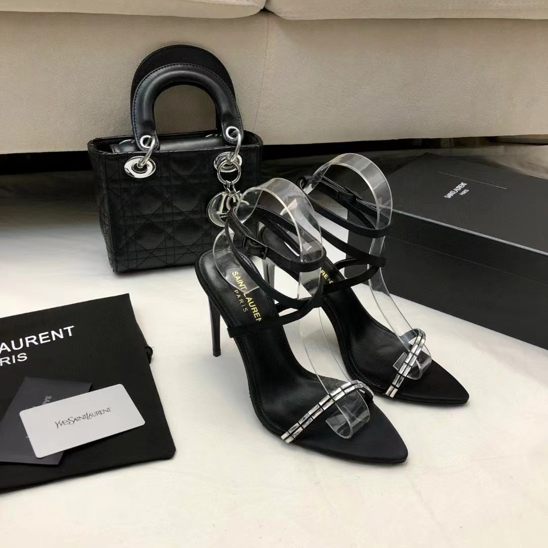 Saint Laurent Cassandra Monogram Stiletto Sandals - KAIROO