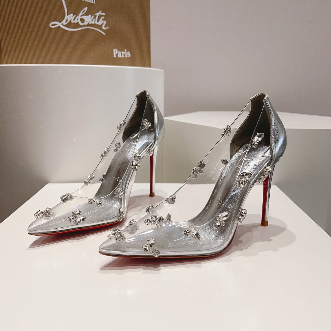 Christian Louboutin Degraqueen Crystal-embellished PVC Red Sole Pumps - KAIROO