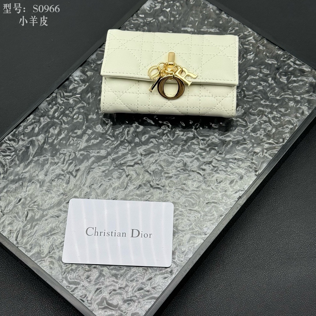 Dior My Dior Cannage Lambskin Compact Charms Flap Wallet - KAIROO