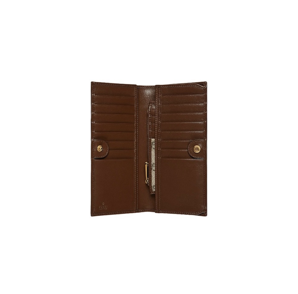 GUCCI Vintage Monogram Canvas Interlocking G Bifold Long Wallet - KAIROO