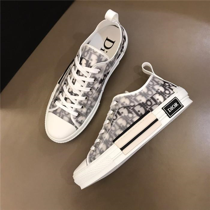 Dior B23 Low White and Black Oblique PrintCanvas Transparent Sneaker - KAIROO