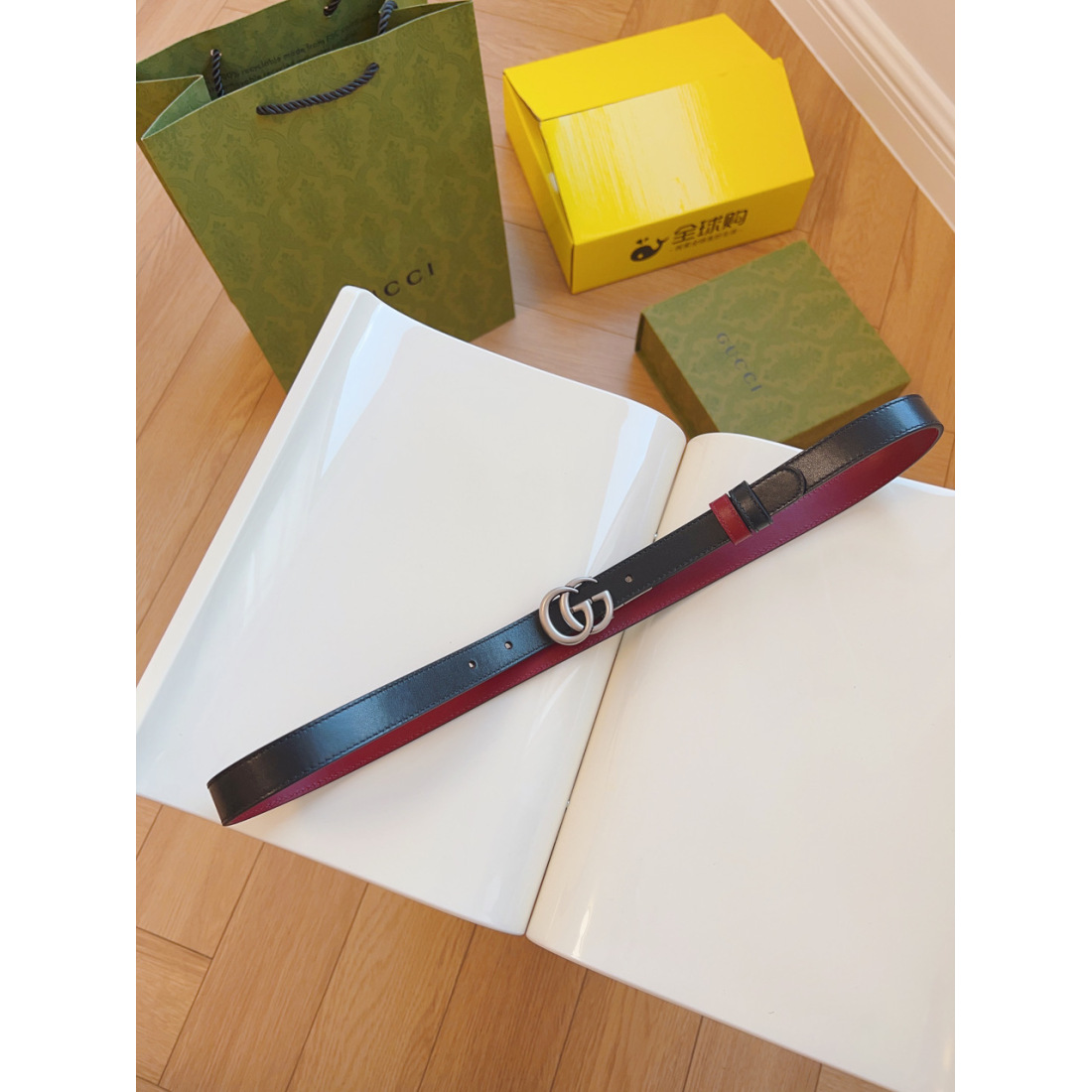 GUCCI 20MM Smooth Double G Thin Double G Buckle Leather Belt - KAIROO