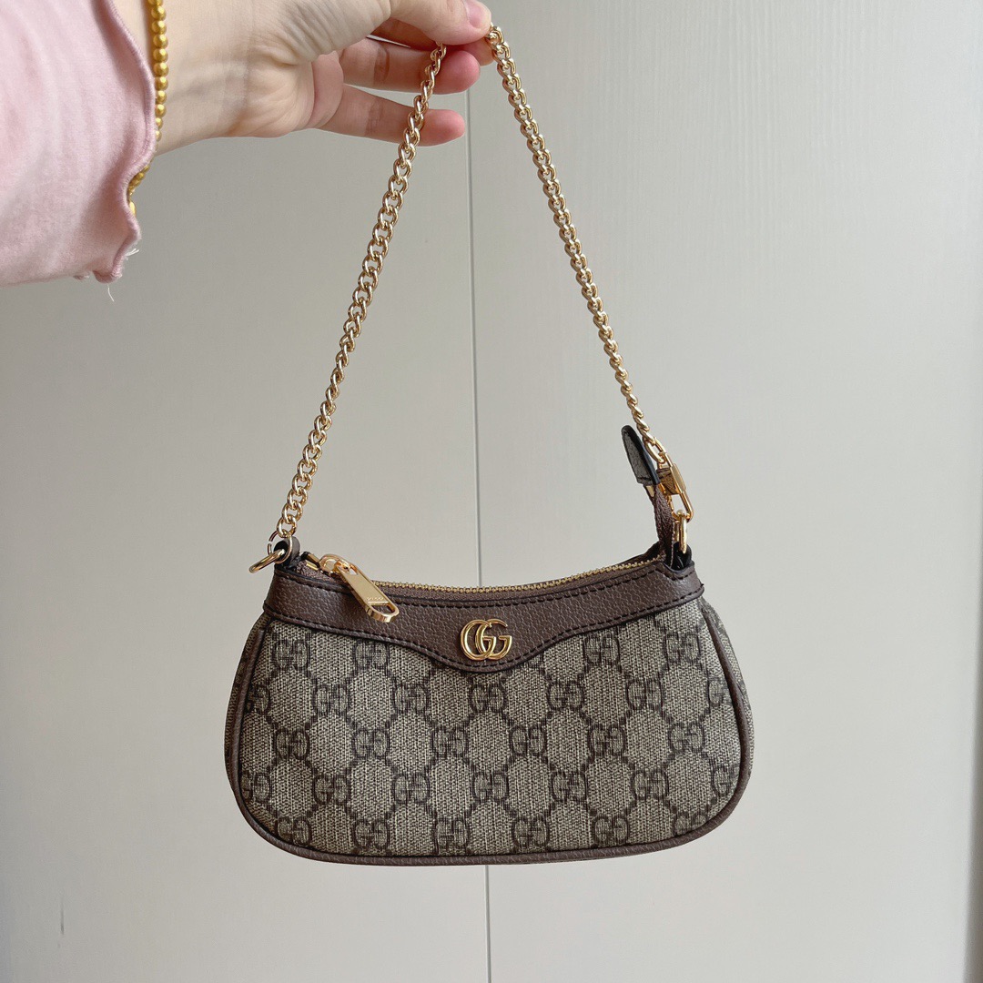 Gucci Ophidia Mini GG Monogram Canvas Baguette Chain Shoulder bag - KAIROO
