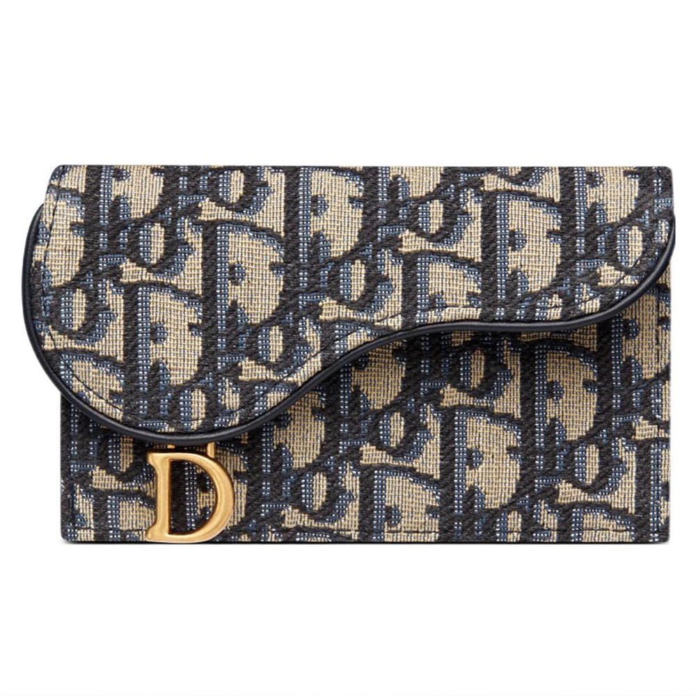 Dior Oblique Canvas Saddle Flap D-Stirrup Compact Wallet - KAIROO