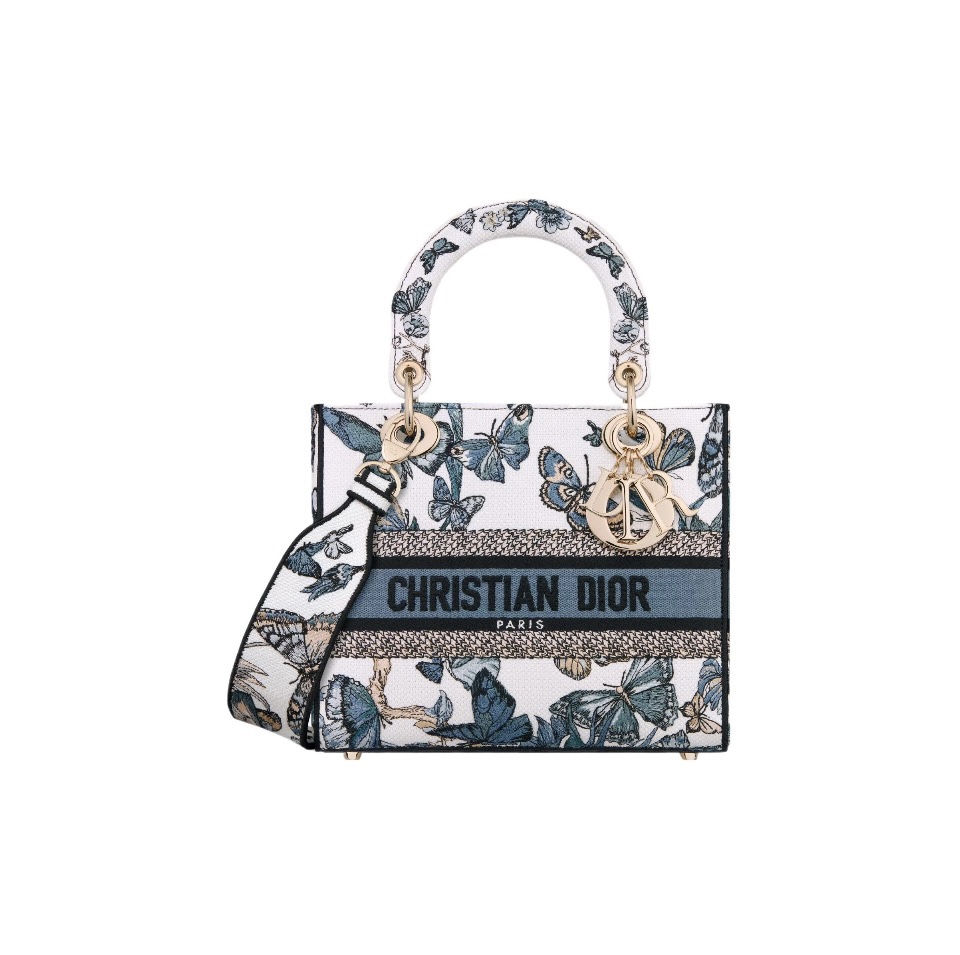 Dior Lady D-Lite Butterfly Print Medium Dior Handle Crossbody Bag /10A - KAIROO