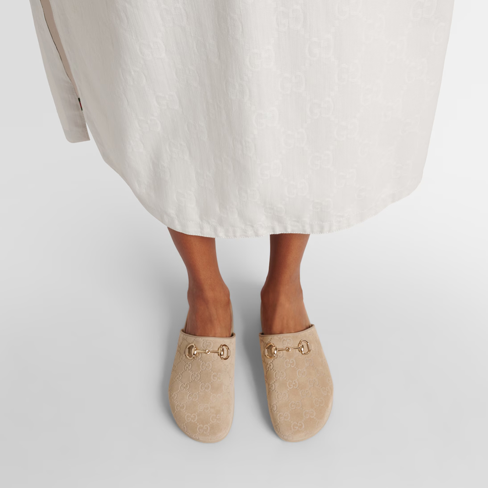 Gucci 1953 Horsebit GG suede mules Sandal - KAIROO