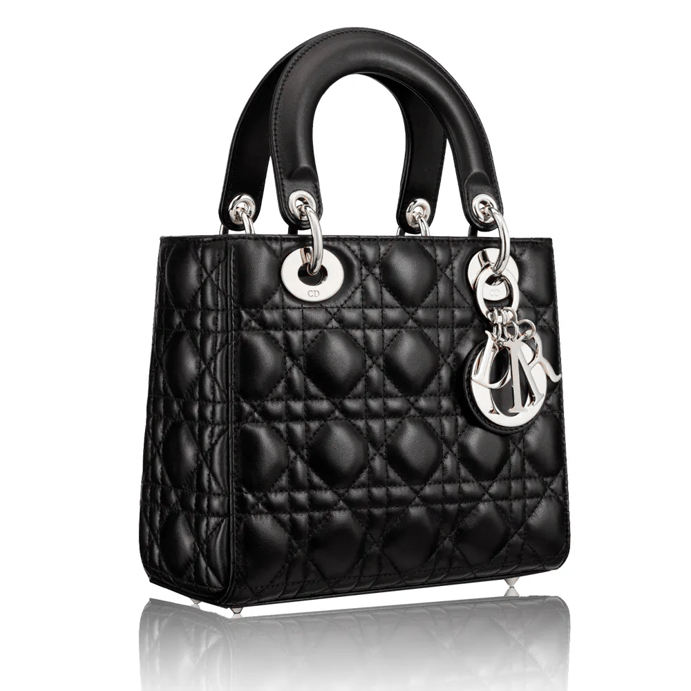 Dior Lady Dior Delicate Leather Cannage Quilted Silver Hardware Top Handle Bag - KAIROO