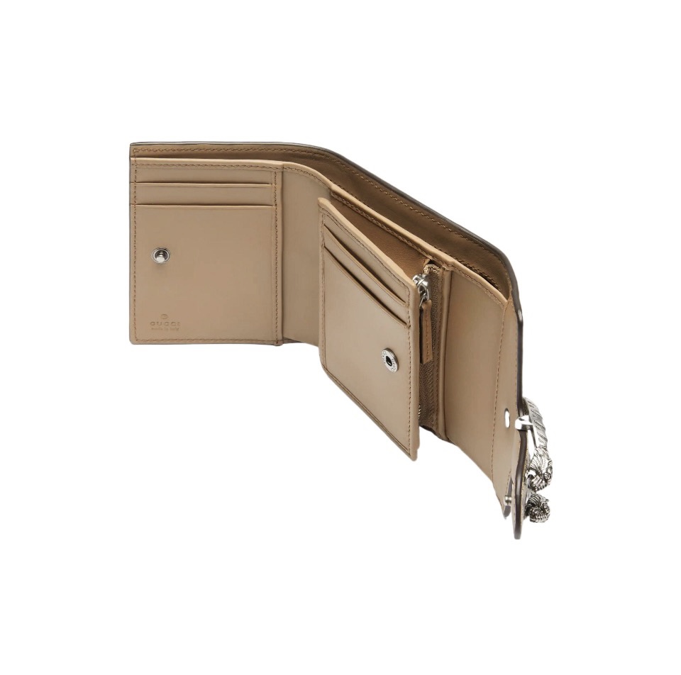 GUCCI GG Dionysus Canvas with Tiger Head Closure Foldable Short Wallet - KAIROO