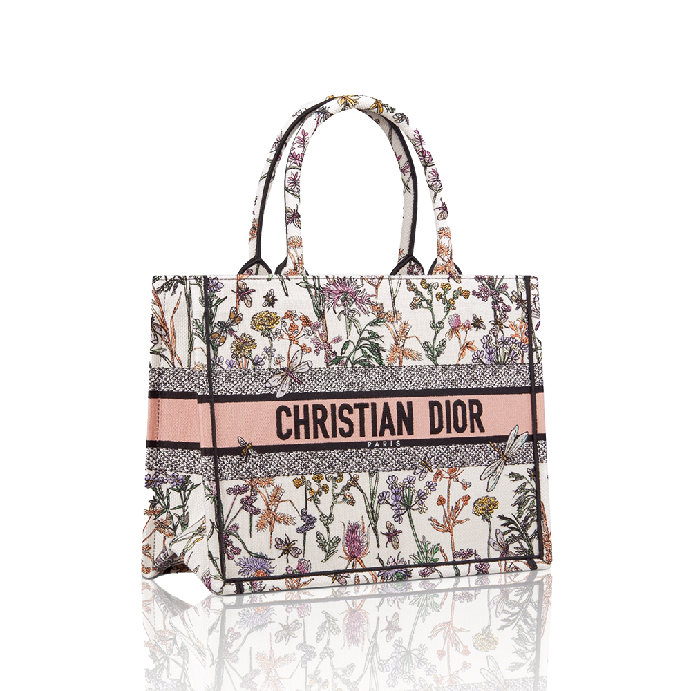 Dior Medium Floral Embroidery Canvas Embroidered Tote Tote Bags - KAIROO