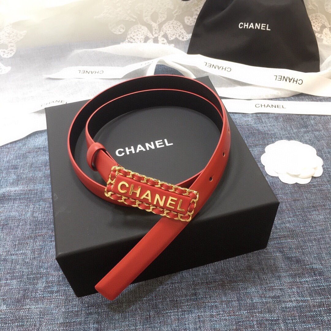 Chanel Belt With Chanel Signature Orange with Gold-Toned Hardware Women Belt 30MM - KAIROO