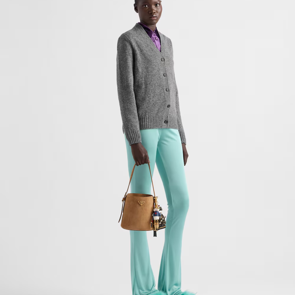 Prada Suede Leather Tassel Drawstring Mini Bucket Handle Bag/10A - KAIROO