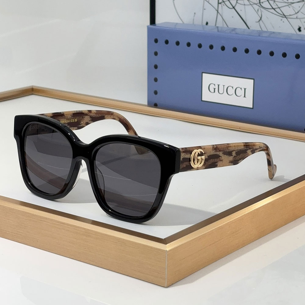 GUCCI Double G Logo Detail Square Sunglasses Top quality - KAIROO