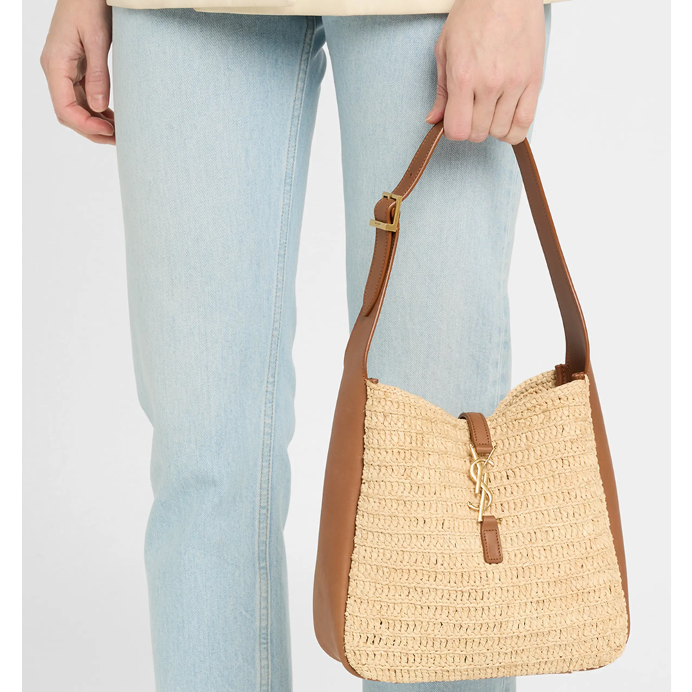 Saint Laurent LE 5 À 7 Raffia Hobo Bag - KAIROO