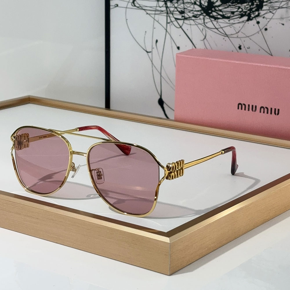 Miu Miu Slim Metal Frame Logo Temple Aviator Sunglasses Top quality - KAIROO