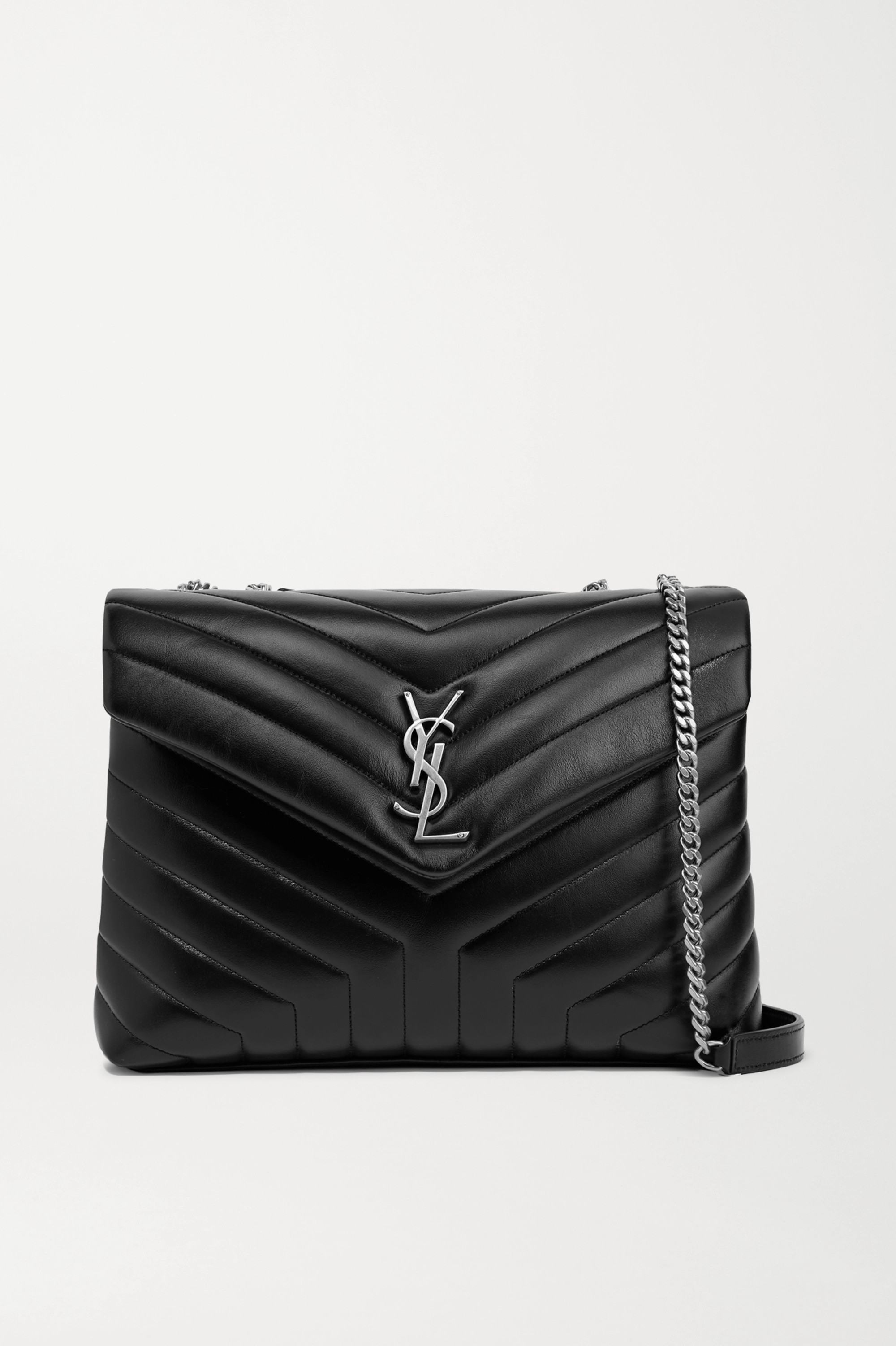 Saint Laurent Loulou medium quilted leather shoulder bag black - KAIROO