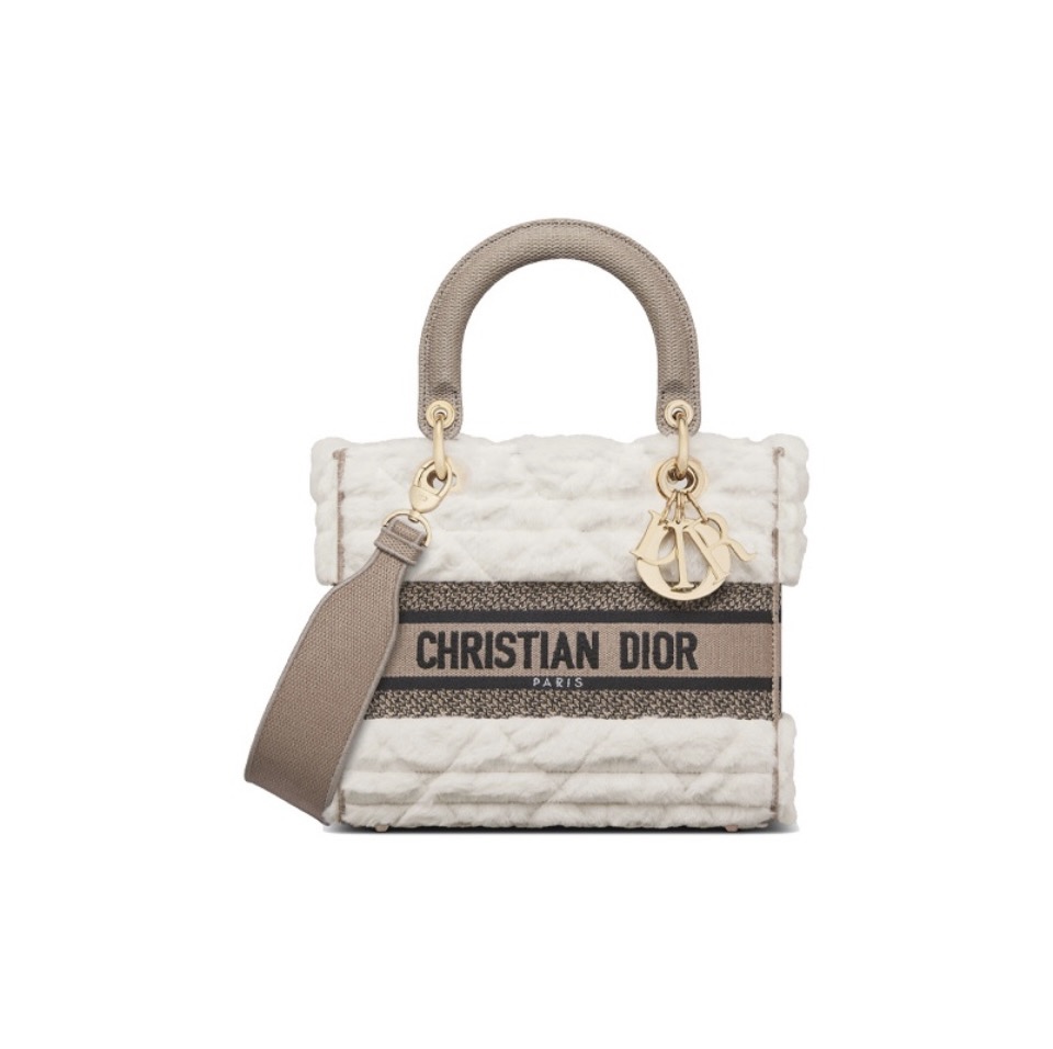 Dior Lady D-Lite Shearling Quilted Dior Handle Shoulder Crossbody Bag - KAIROO