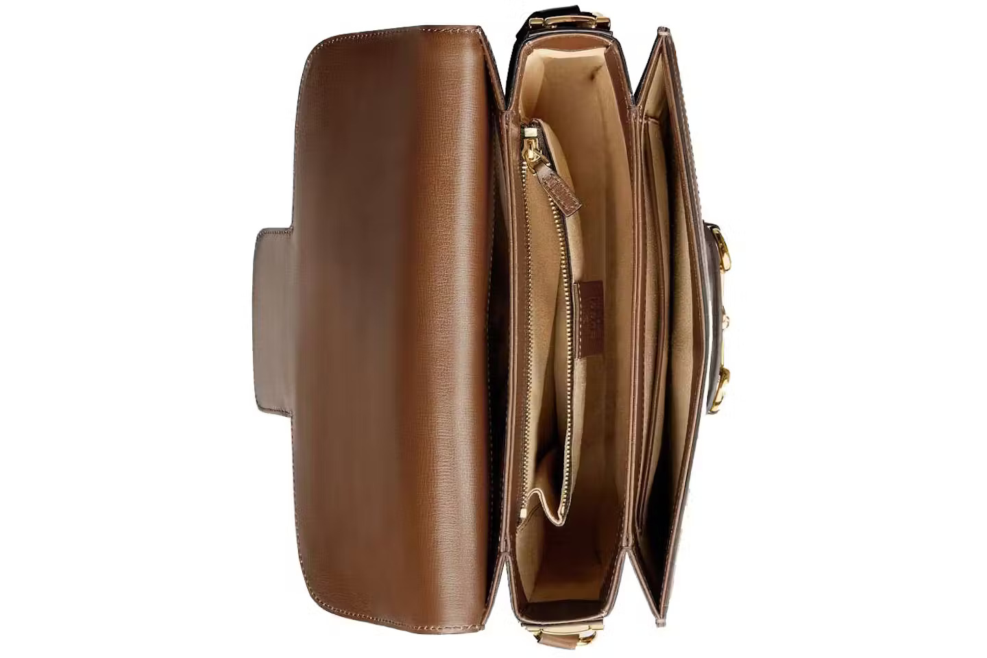 GUCCI 1955 Horsebit Small GG Canvas Leather Trim Flap Shoulder Bag - KAIROO