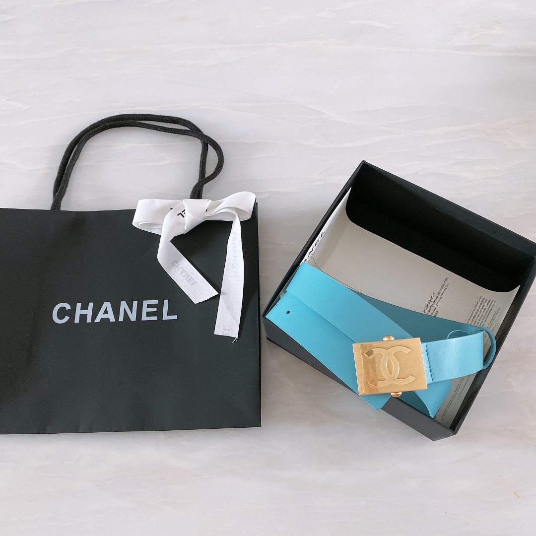 Chanel Belt With Ribbon Buckle Blue Women Belt 30MM - KAIROO
