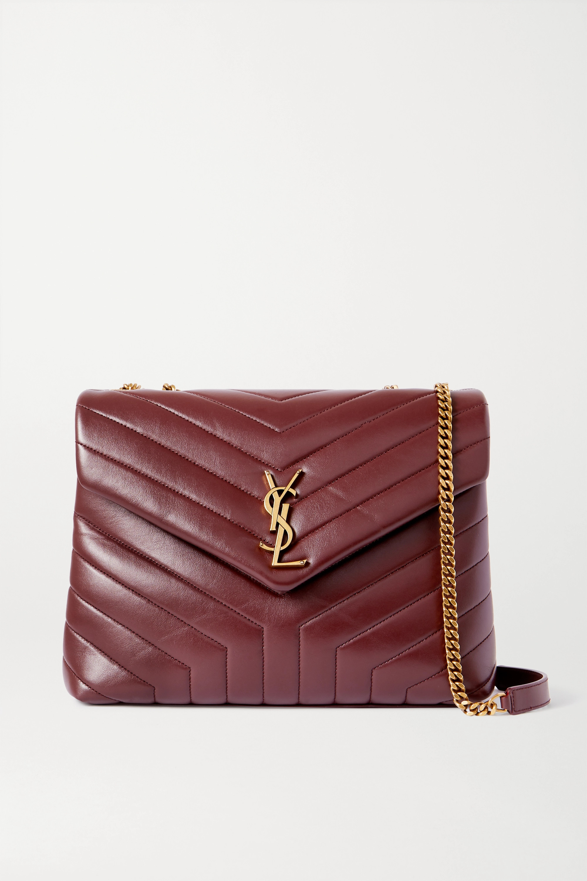 Saint Laurent Loulou medium quilted leather shoulder bag burgundy - KAIROO