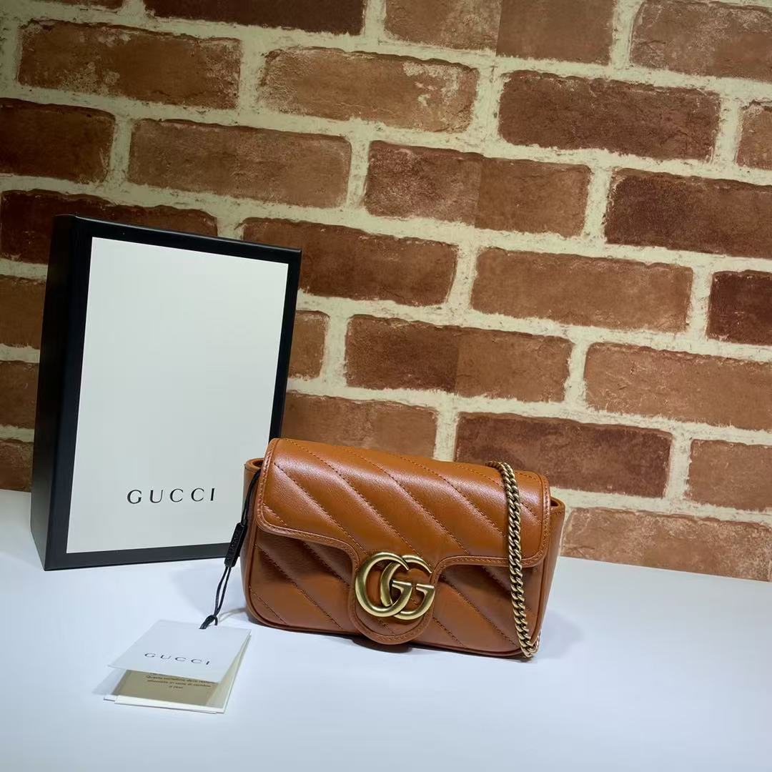 GUCCI Quilted Leather Marmont Shoulder Bag /Brown - KAIROO