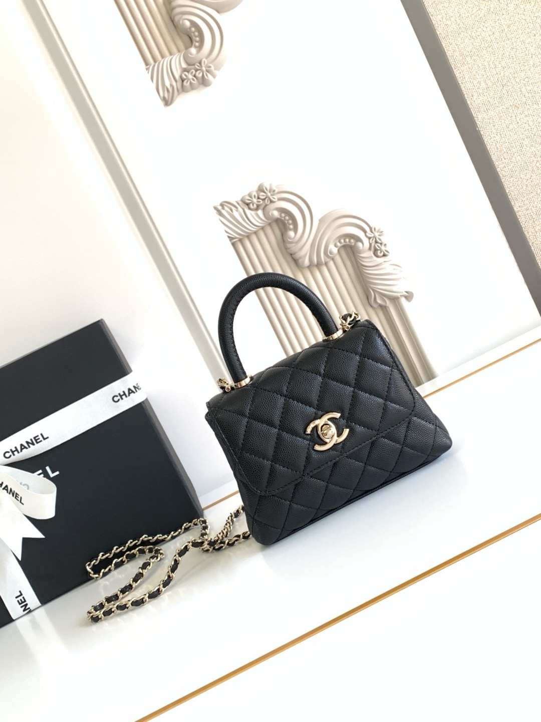 Chanel Coco Handle Nano Mini 14CM Quilted Caviar Leather Top Handle Flap Bag /10A - KAIROO