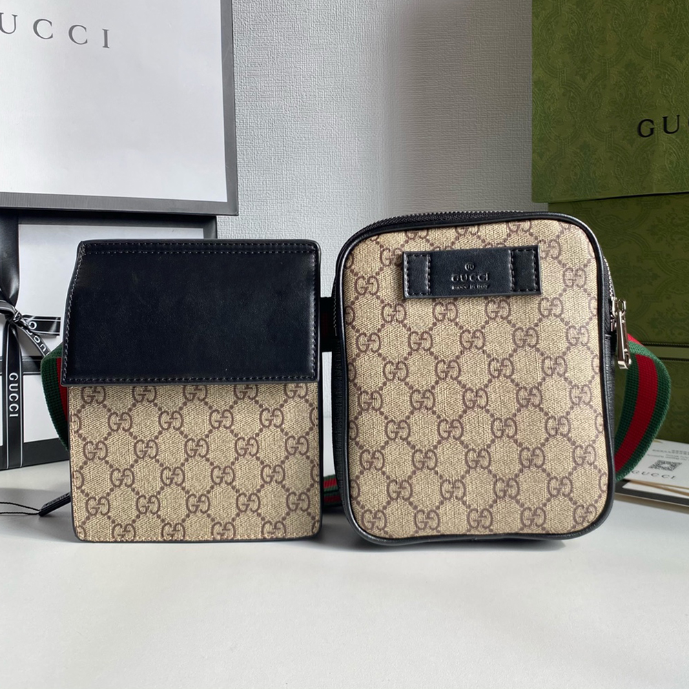 GUCCI GG Supreme Double Pouch Belt Bag Crossbody Bag - KAIROO