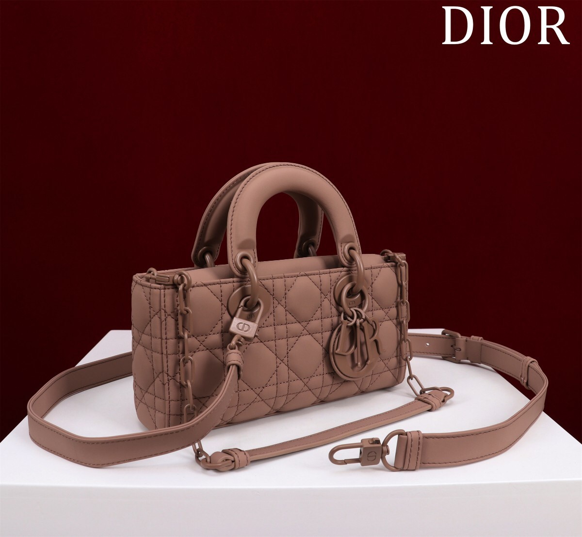 Dior Lady D-Joy Nude Matte Quilted Small Dior Handle Horizontal Bag/ Top Version - KAIROO