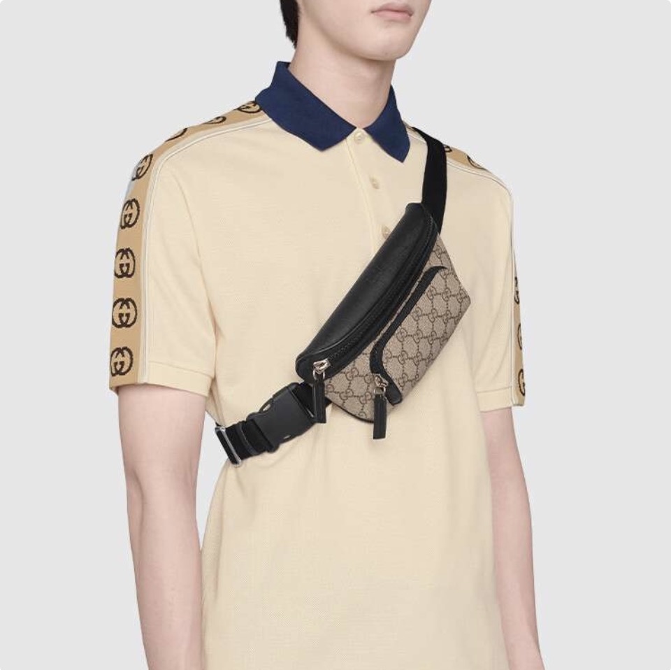 GUCCI GG Canvas and Leather Trim Belt Bag Fanny Pack - KAIROO