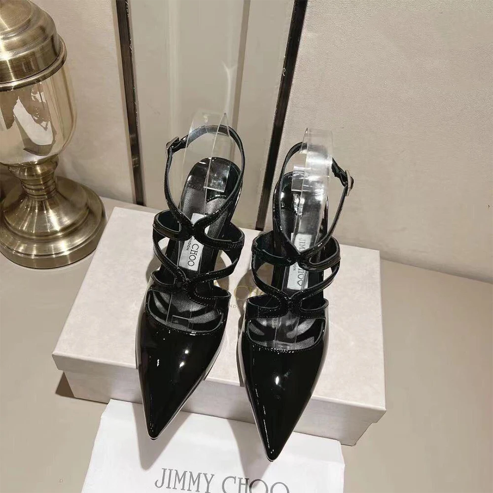 Jimmy Choo Rosalia 85 Black Patent Leather Pumps - KAIROO