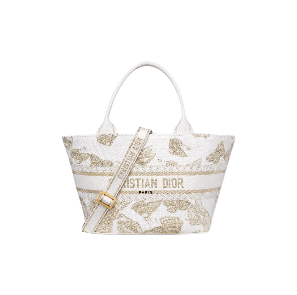 Dior Wicker Embroidered Canvas Pouch Basket Bag - KAIROO