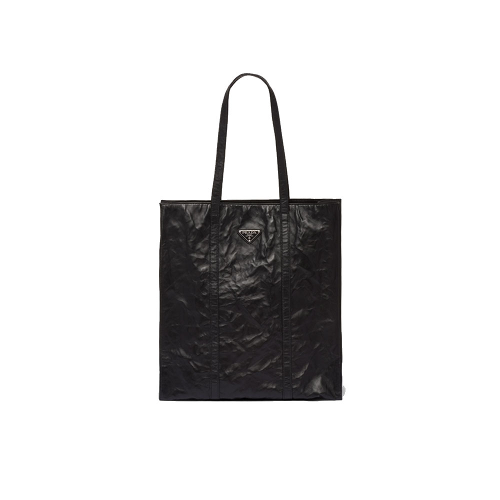 Prada Small Vertical Structured  Crinkled Antique Nappa Leather Tote Bag - KAIROO