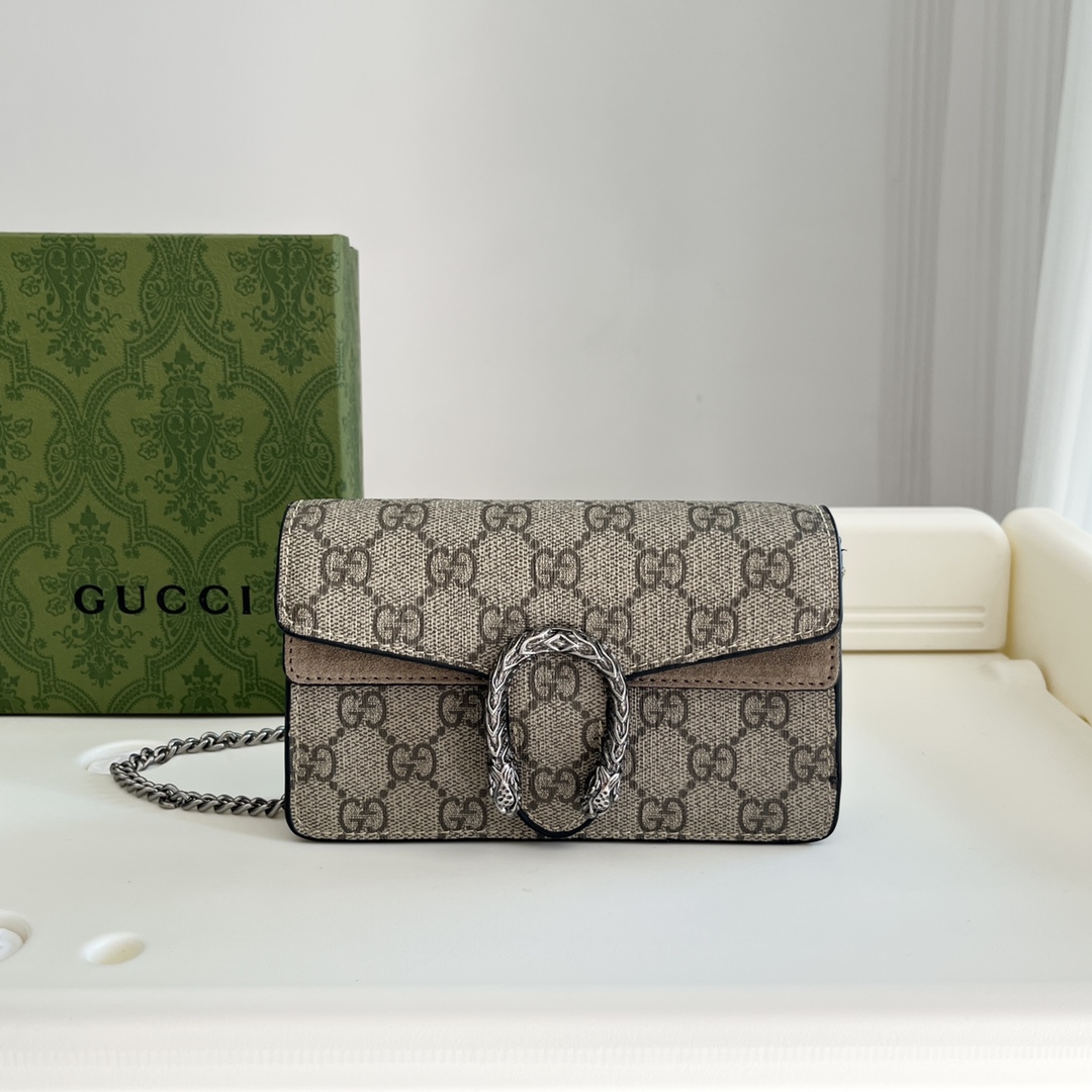 GUCCI Dionysus Super Mini with Tiger Head Spur in GG Supreme Canvas - KAIROO