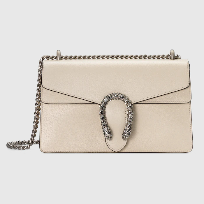 GUCCI Dionysus Leather Chain Bag Textured Leather Shoulder Bag / White - KAIROO