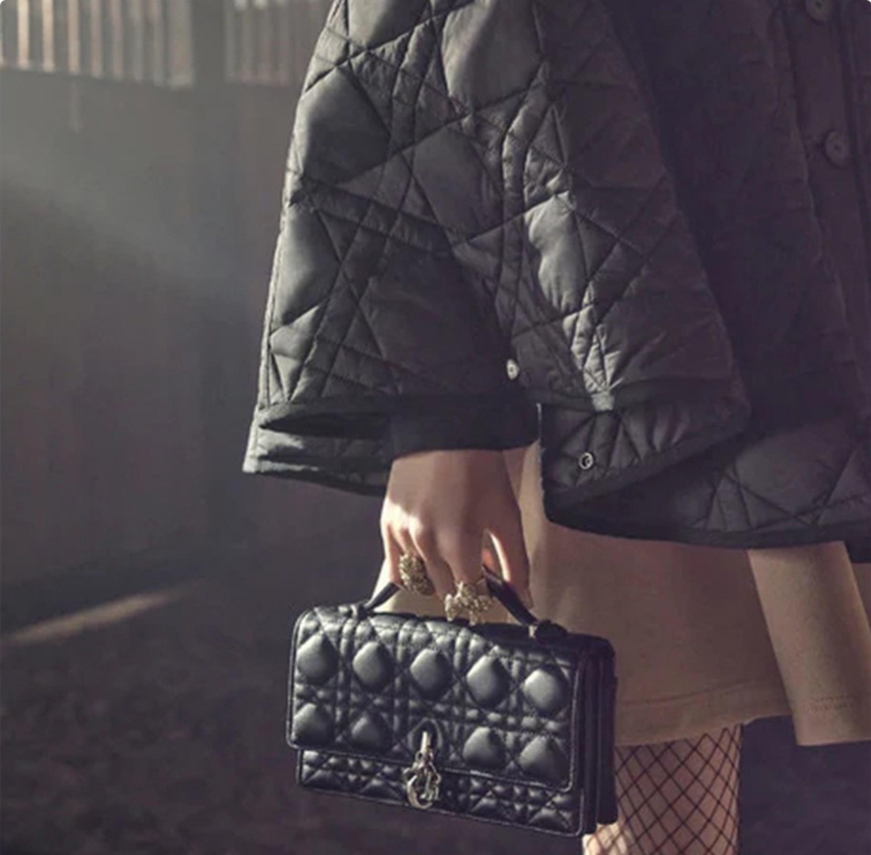 Dior Mini Miss Dior Lambskin Cannage Rectangular Flap Handle Crossbody Bag Top Version - KAIROO