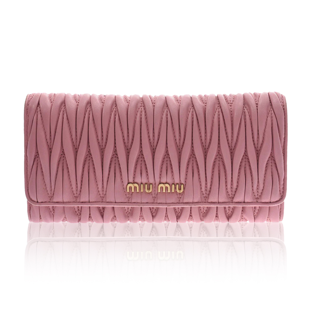 Miu Miu Matelassé Logo Flap Long Wallet - KAIROO