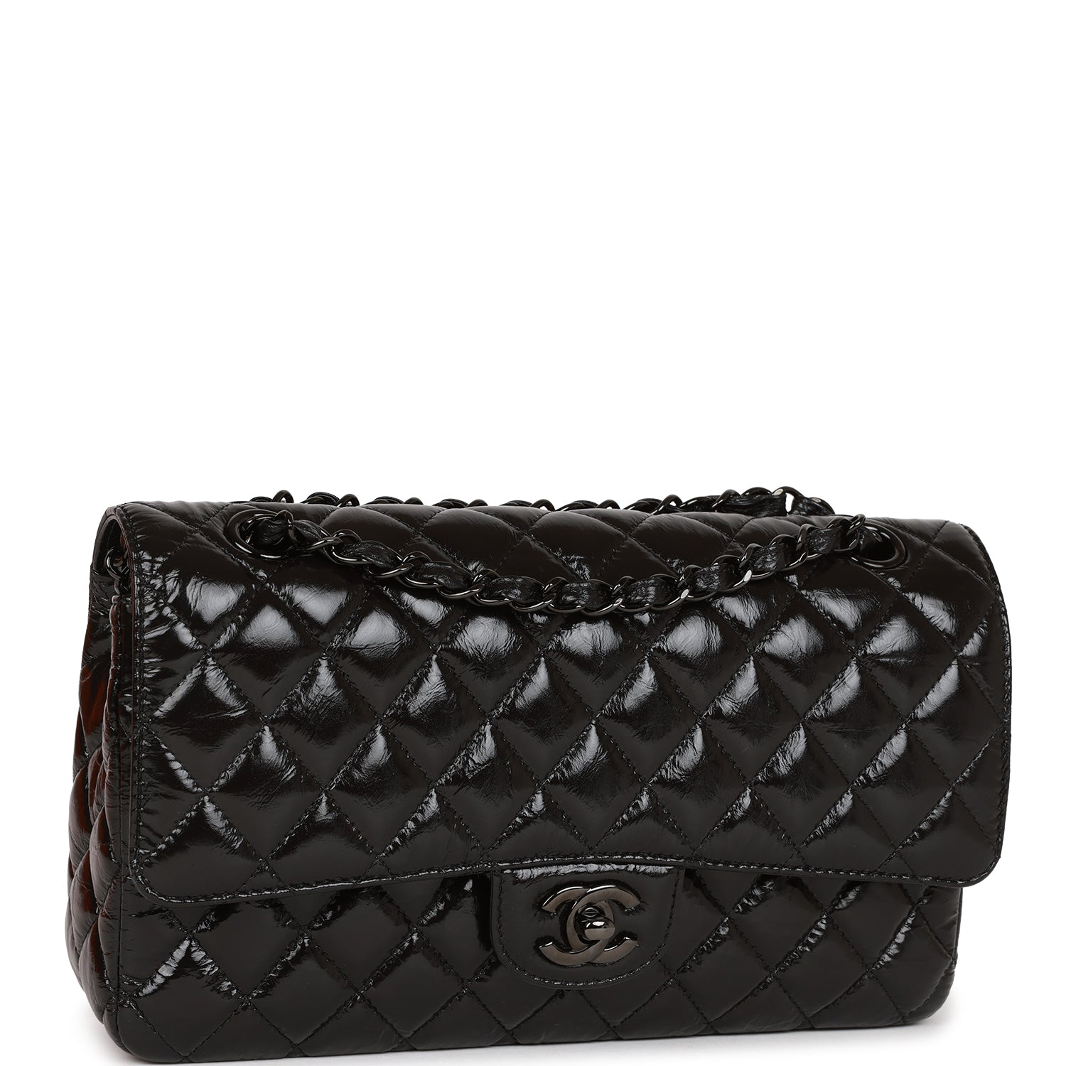 Chanel So Black Patent Flap Bag / Chanel Shiny Quilted Bag - KAIROO