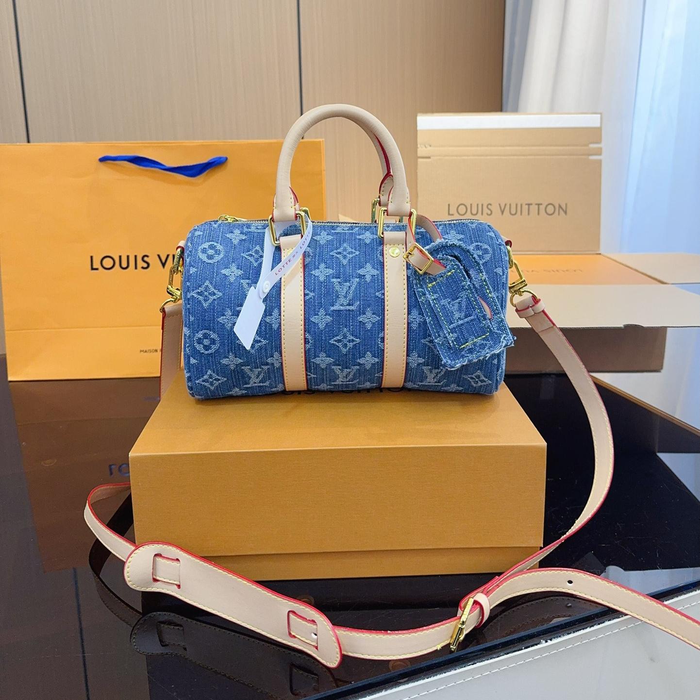 Louis Vuitton LV  Speedy Bandoulière 25 Denim Handbag - KAIROO